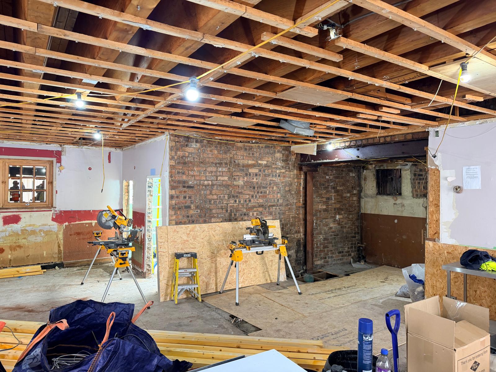 Thistle Bar Alloa — full ceiling strip-out and joinery setup