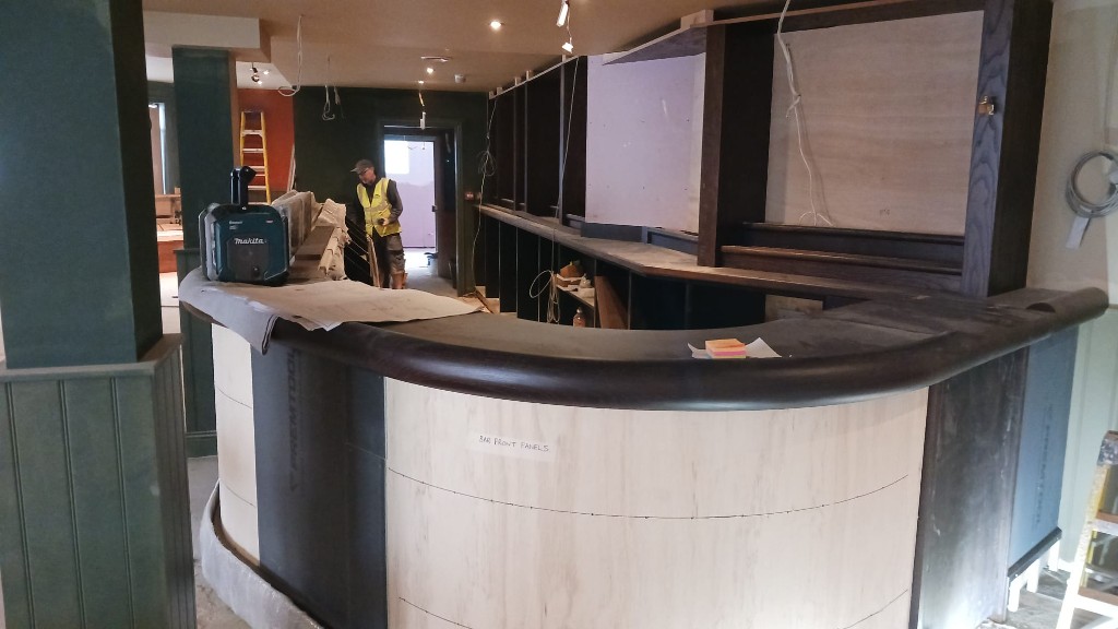 Update 17 September — curved bar front panels and back bar under construction