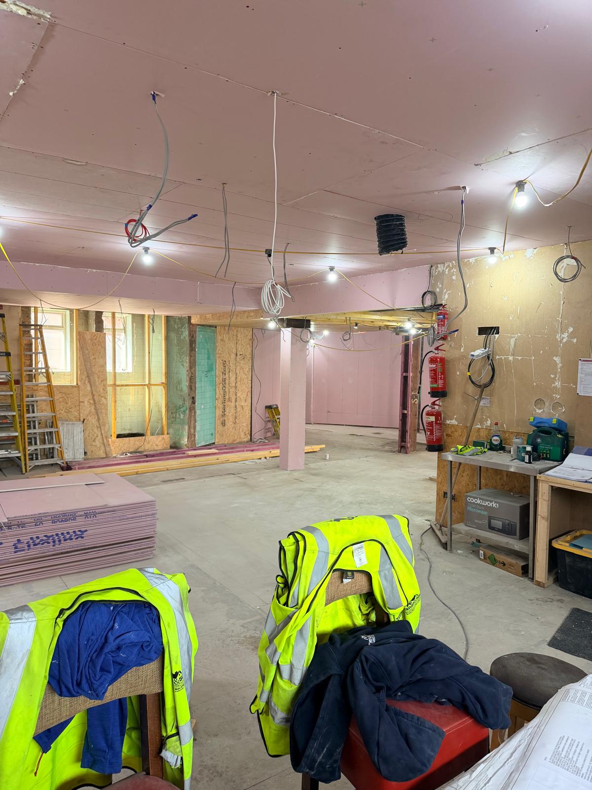 Update 24 July — ceiling boarding, ducting and first-fix services