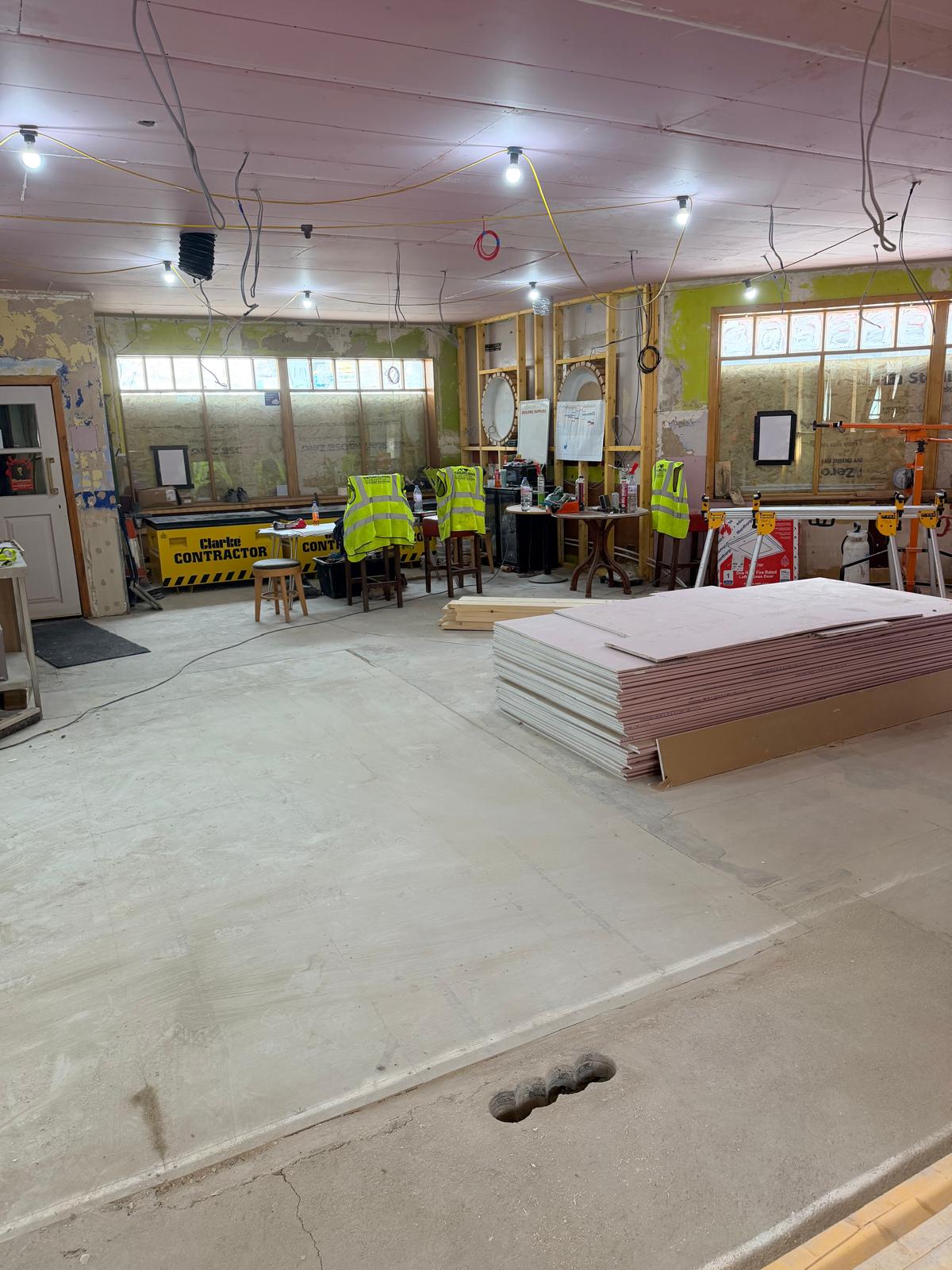 Update 24 July — open lounge, boarded ceiling and window line works